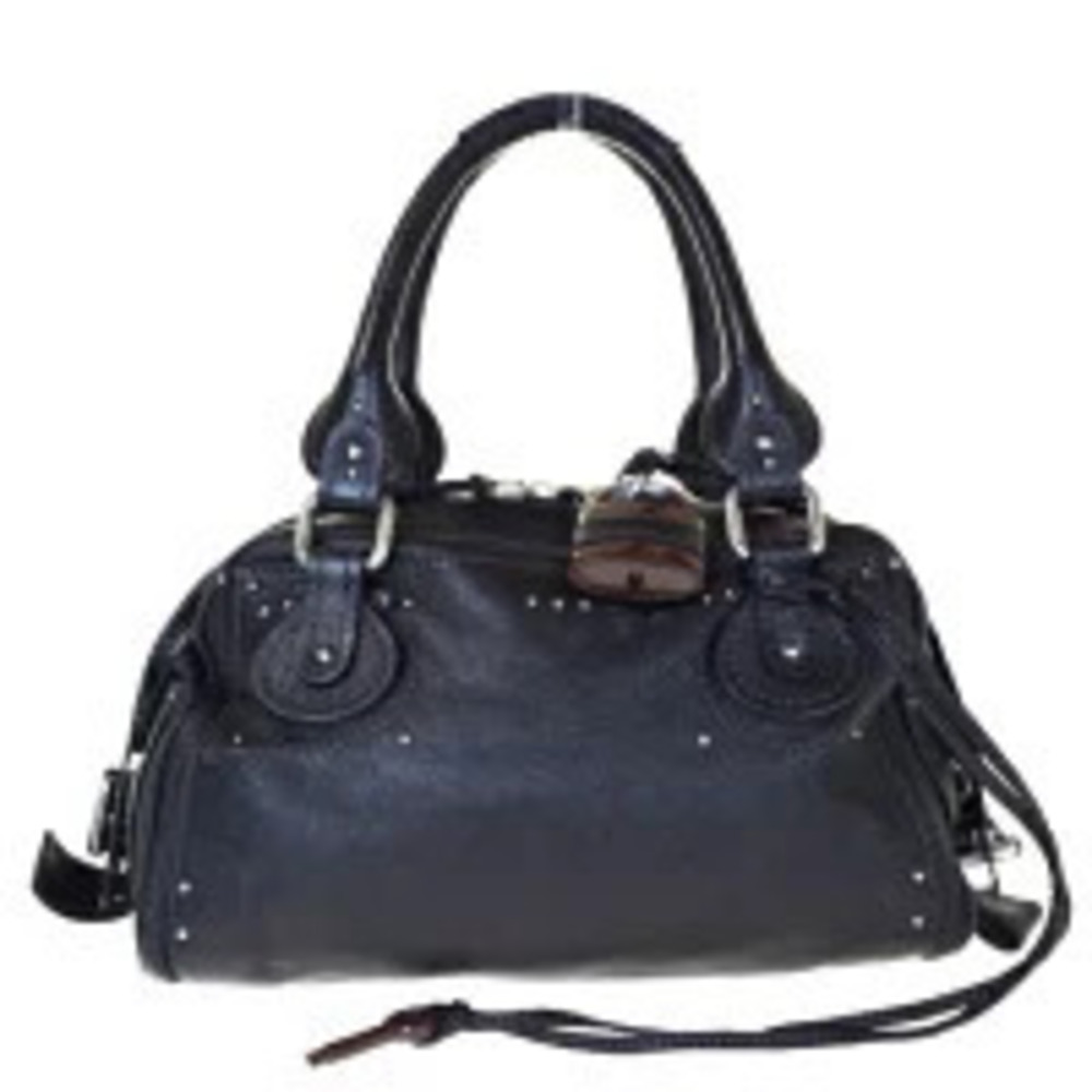 Chloe Paddington Shoulder Bag Handbag Black Leather Padlock